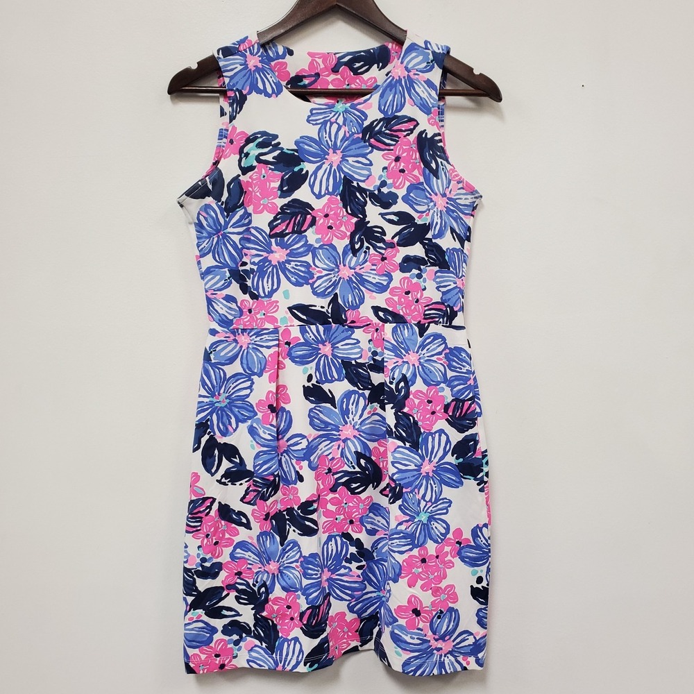 Mahi Gold Womens Sleeveless Knee Length Shift Dress Size S Floral Tropical Sea